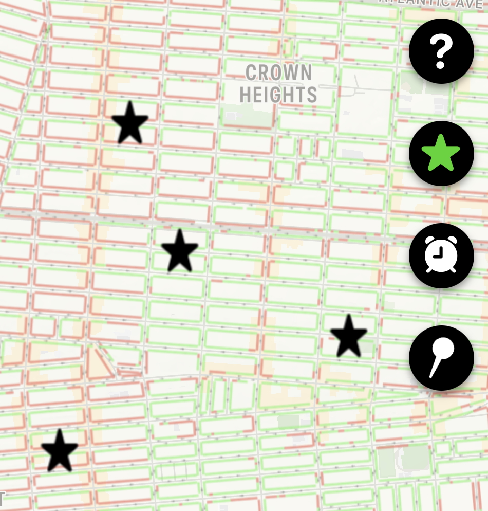 Bookmarked blocks clustered on the map