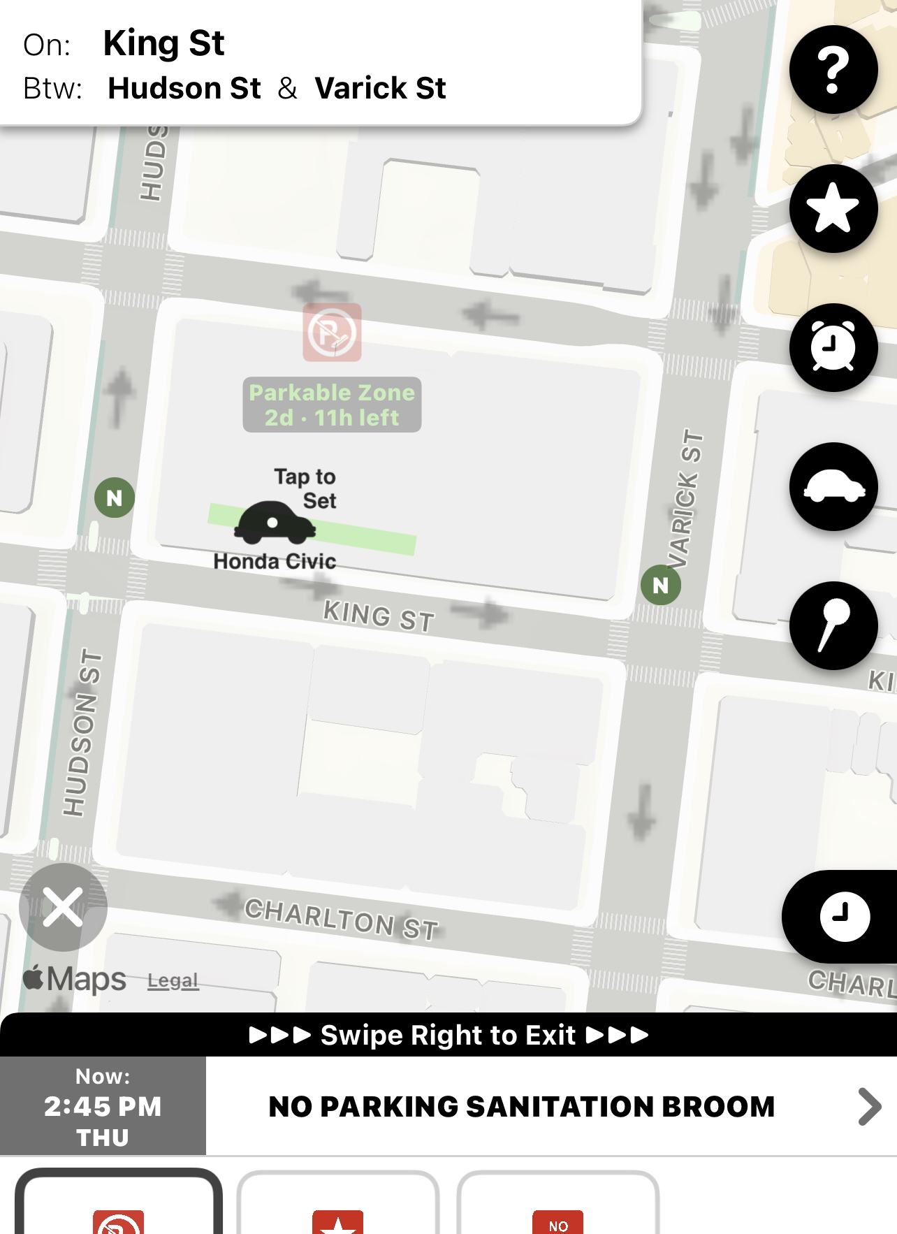 Setting the vehicle's parked location in Block View