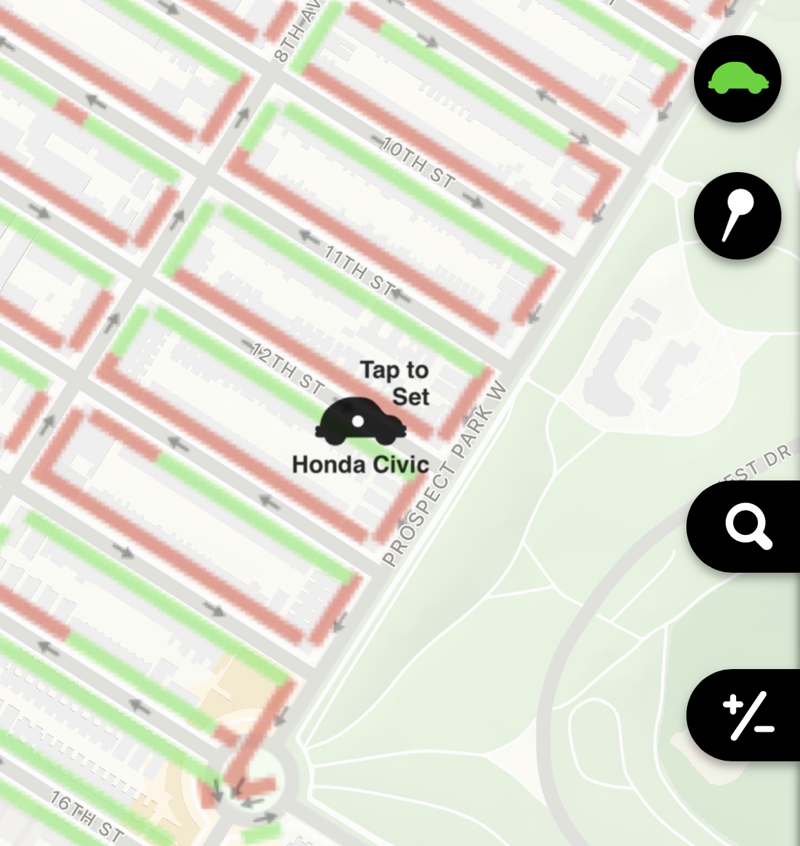 The parked vehicle marked on the map